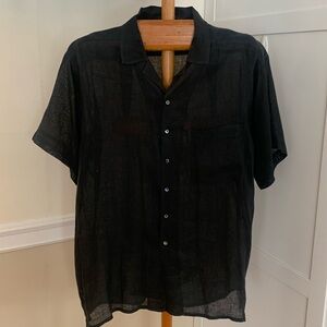 G. Gucci Linen Short Sleeve Shirt Black 16/41 Vintage